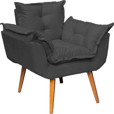 Poltrona Decorativa Alice Pé Trapézio 30cm Castanho - Preto Suede