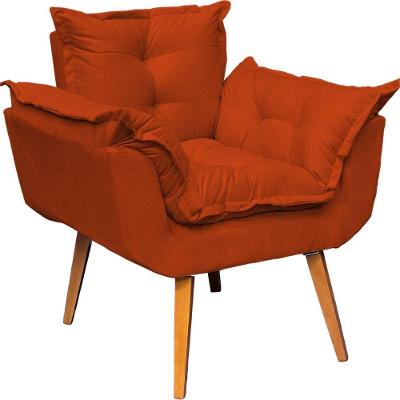 Poltrona Decorativa Alice Pé Trapézio 30cm Castanho - Terracota Suede