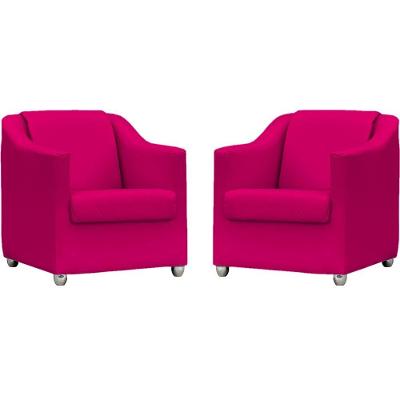 Kit 2 Poltronas Mila Corino Cores Pé De Plástico Cromado - Pink Corino