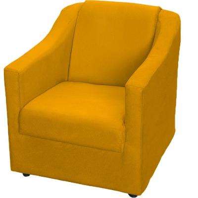 Poltrona Decorativa Mila Pé De Plástico Cromado - Mostarda Suede