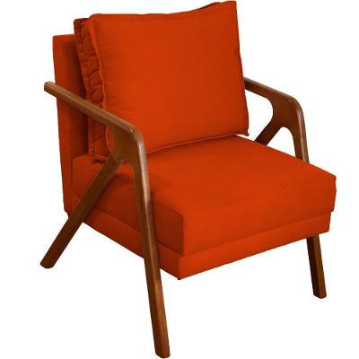 Poltrona Decorativa Shine Pé Castanho - Terracota Suede