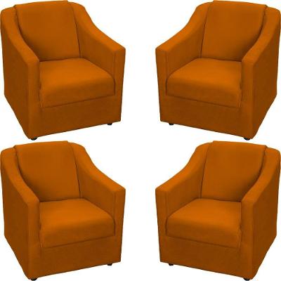 Kit 4 Poltronas Mila Pé De Plástico Cromado - Terracota Suede
