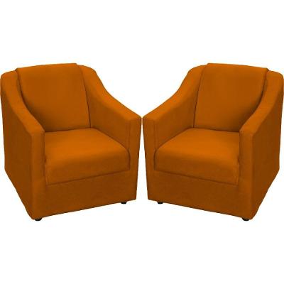 Kit 2 Poltronas Mila Pé De Plástico Cromado - Terracota Suede