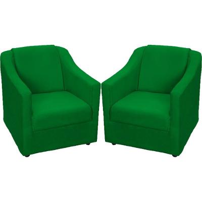 Kit 2 Poltronas Mila Pé De Plástico Cromado - Verde Suede