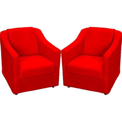 Kit 2 Poltronas Mila Pé De Plástico Cromado - Vermelho Suede