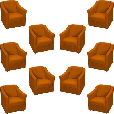 Kit 10 Poltronas Decorativa Mila Pé De Plástico Cromado - Terracota Suede