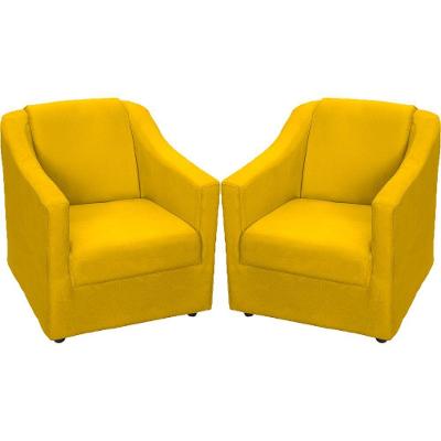 Kit 2 Poltronas Mila Pé De Plástico Cromado - Amarelo Suede