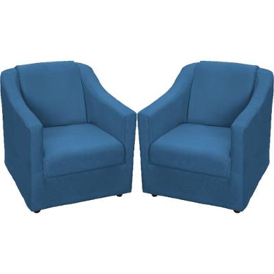 Kit 2 Poltronas Mila Pé De Plástico Cromado - Azul-marinho Suede