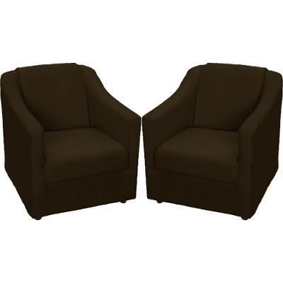 Kit 2 Poltronas Mila Pé De Plástico Cromado - Marrom Suede