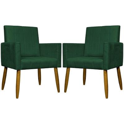 Kit 2 Poltronas Decorativas Mari Suede Pé Palito - Verde Suede