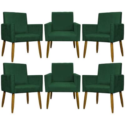 Kit 6 Poltronas Decorativas Mari - Verde Suede