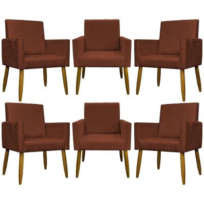 Kit 6 Poltronas Decorativas Mari - Terracota Suede