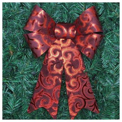 Kit 10 Enfeite árvore Natal Laço Vermelho Camurça 31 Cm