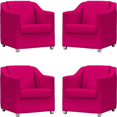 Kit 4 Poltronas Mila Corino Cores Pé De Plástico Cromado - Pink Corino
