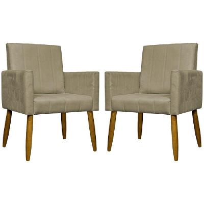 Kit 2 Poltronas Decorativas Mari Suede Pé Palito - Nude Suede