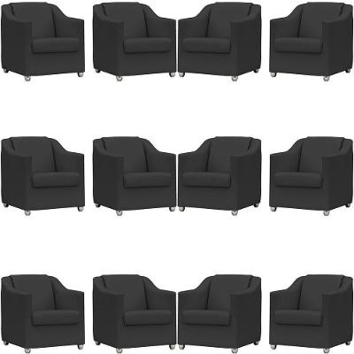 Kit 12 Poltronas Mila Corino Cores Pé De Plástico Cromado - Preto Corino