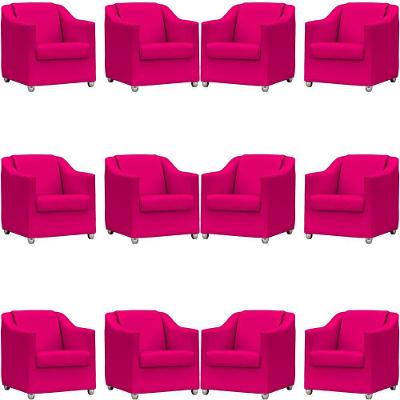 Kit 12 Poltronas Mila Corino Cores Pé De Plástico Cromado - Pink Corino