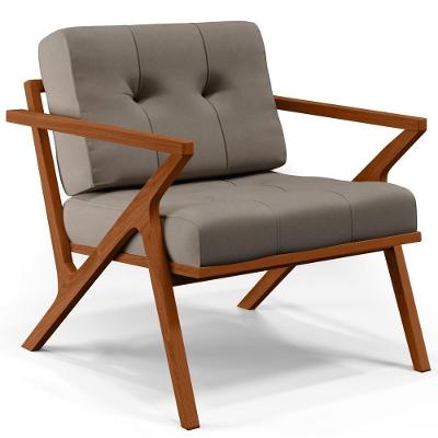 Poltrona Decorativa Sala De Estar Com Cintas De Corano Laís B04 Linho Bege