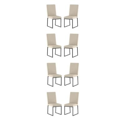 Kit 8 Cadeiras Para Mesa De Jantar Base Industrial Preto Balaqui Cor:bege Bege