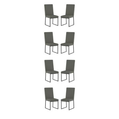 Kit 8 Cadeiras Para Mesa De Jantar Base Industrial Preto Balaqui Cinza