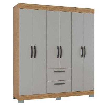 Guarda Roupa Casal Ambiente Tóquio 6 Portas Damasco Off White - Poquema