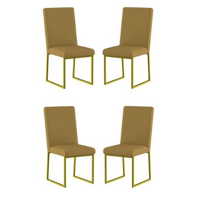 Kit 4 Cadeiras Para Mesa De Jantar Base Industrial Dourado Balaqui Capuccino