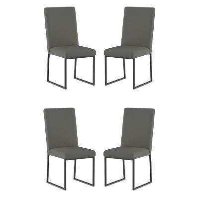 Kit 4 Cadeiras Para Mesa De Jantar Base Industrial Preto Balaqui Cinza