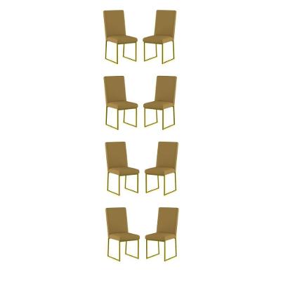 Kit 8 Cadeiras Para Mesa De Jantar Base Industrial Dourado Balaqui Capuccino