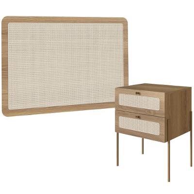 Cabeceira Solteiro 90cm E 1 Mesa Lateral 2 Gavetas Industrial Indy A03 Hanover