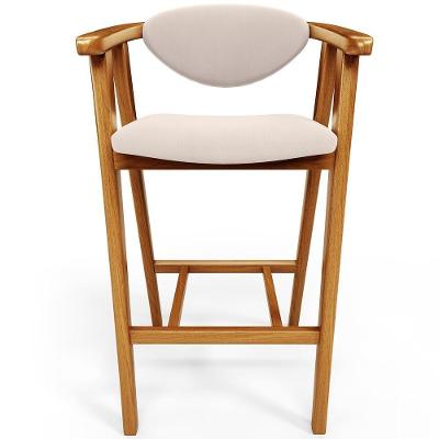 Banqueta Alta Para Cozinha Bancada Bar Sala De Jantar Fixa Cecília L02 Suede Bege