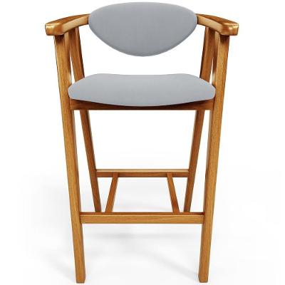 Banqueta Alta Para Cozinha Bancada Bar Sala De Jantar Fixa Cecília L02 Suede Cinza