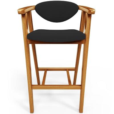 Banqueta Alta Para Cozinha Bancada Bar Sala De Jantar Fixa Cecília L02 Suede Preto