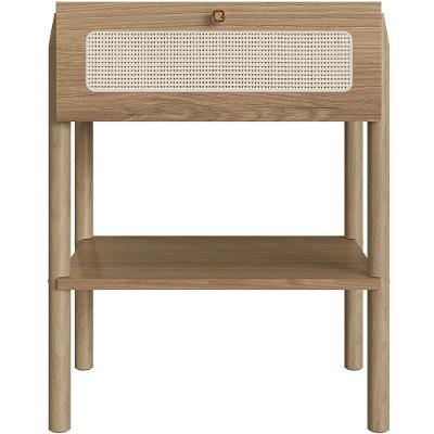 Mesa De Cabeceira 01 Gaveta Com Telinha Pés Madeira Moss A03 Hanover Roble