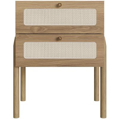 Mesa De Cabeceira 02 Gavetas Com Telinha Pés Madeira Moss A03 Hanover Roble
