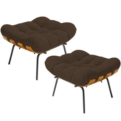 Kit 2 Puff\'s Decorativos Sala De Estar Costela L02 Suede Marrom