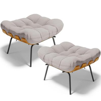 Kit 2 Puff\'s Decorativos Sala De Estar Costela L02 Linho Bege