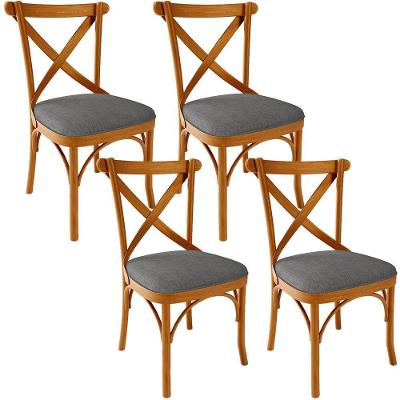 Kit 04 Cadeiras Para Sala De Jantar E Estar Living Estofada ávila L02 Linho Cinza Escuro
