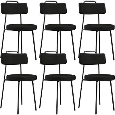 Kit 06 Cadeiras Decorativas Estofada Para Sala De Jantar Barcelona L02 Poliéster Preto