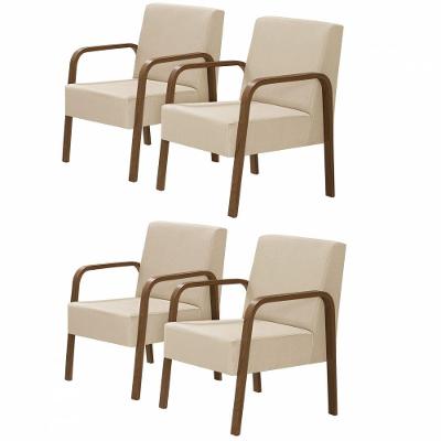 Kit 4 Poltronas Decorativas 1 Lugar Luna Braço Madeira D Salla Suede