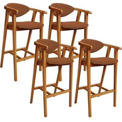 Kit 04 Banquetas Alta Cozinha Bancada Bar Sala De Jantar Fixa Cecília L02 Bouclê Terracota