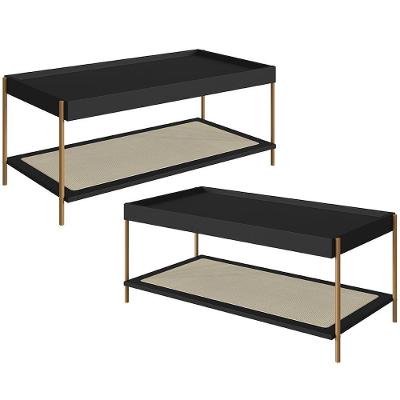 Kit 02 Mesas De Centro Para Sala De Estar Industrial Indy A03 Nero Dourado