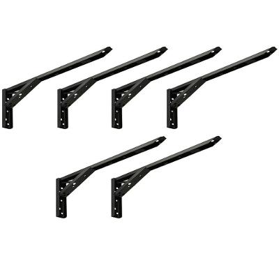 Kit 03 Pares Suporte Para Mesa Dobrável Retrátil 30cm H02 Mão Francesa Preto