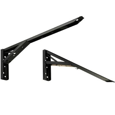 Kit 01 Par Suporte Para Mesa Dobrável Retrátil 30cm H02 Mão Francesa Preto