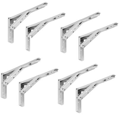 Kit 04 Pares Suporte Para Mesa Dobrável Retrátil 30cm H02 Mão Francesa Branco