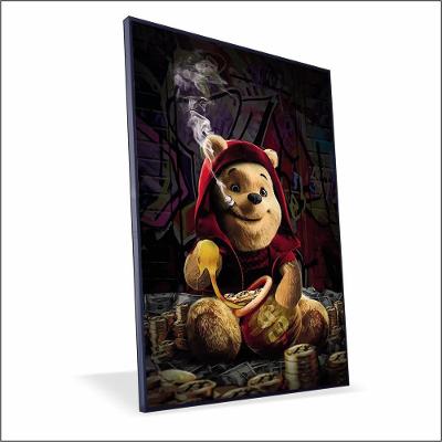 Quadro Ursinho Pooh Canvas Com Vidro Tamanho/moldura 150x100 Caixa Cor Preta