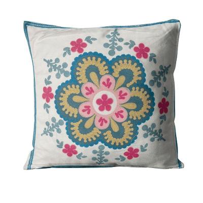 Capa P/ Almofada Bordada 43x43cm - Cap0064 - Azul/verde