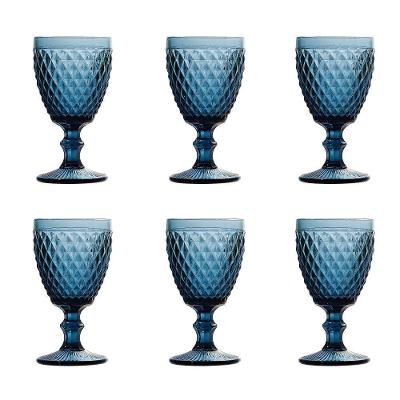 Conjunto De Taças De Vidro Para água 6 Peças 325 Ml Bico De Abacaxi Azul Lyor