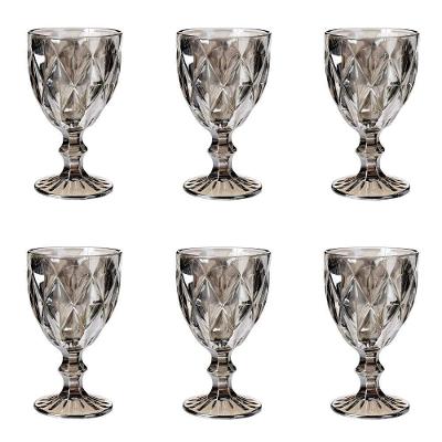 Conjunto De Taças De Vidro Para água 6 Peças 325 Ml Diamonds Cinza Metalizado Lyor