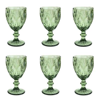 Conjunto De Taças De Vidro Para água 6 Peças 325 Ml Diamonds Verde Lyor