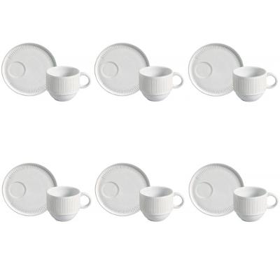 Conjunto De Xícara De Chá Empilhável Com Pires 06 Peças Linhas New White Porto Brasil